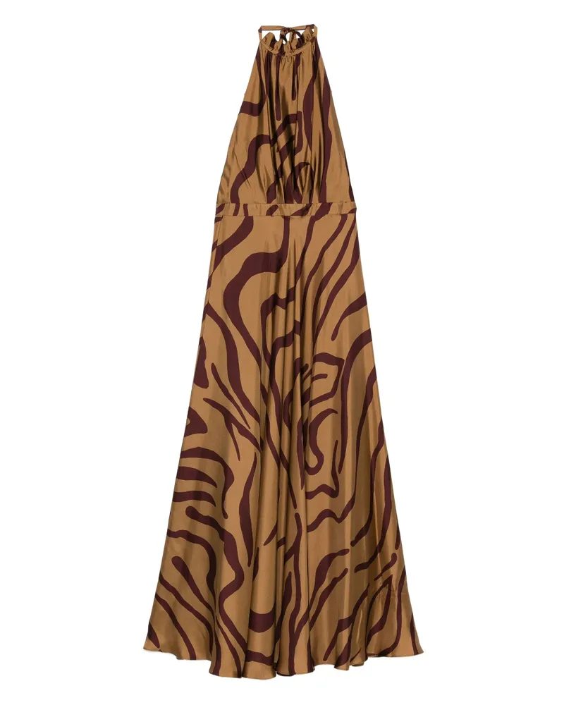 Raquel Diniz Halter-neck Swirl-print Maxi Dress Neutrals