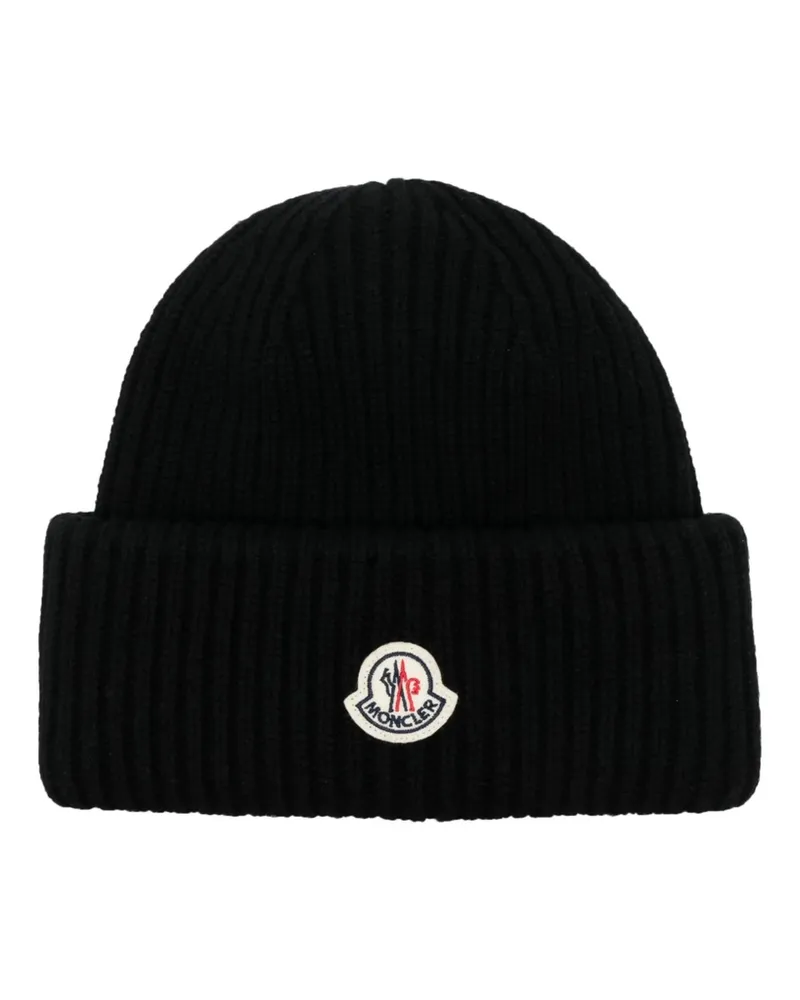 Moncler Logo-patch Ribbed Beanie Black