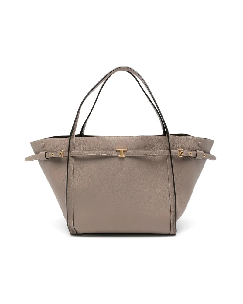 TOD'S Medium Leather Tote Bag Neutrals