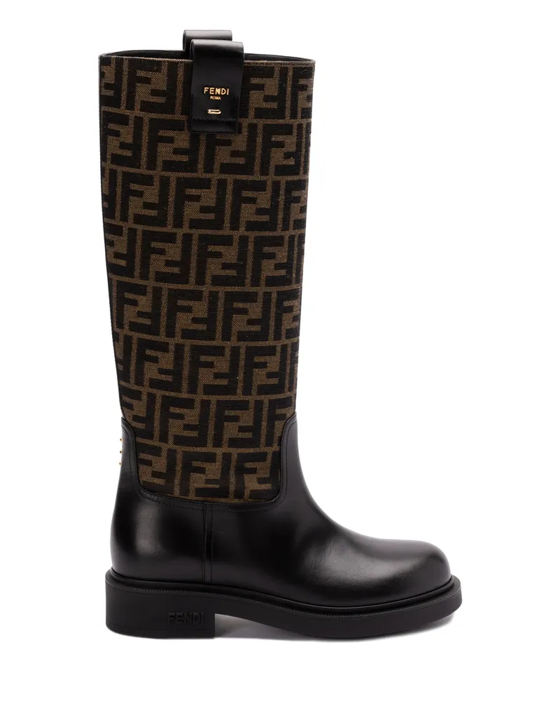 Fendi 35mm FF Jacquard Boots Black