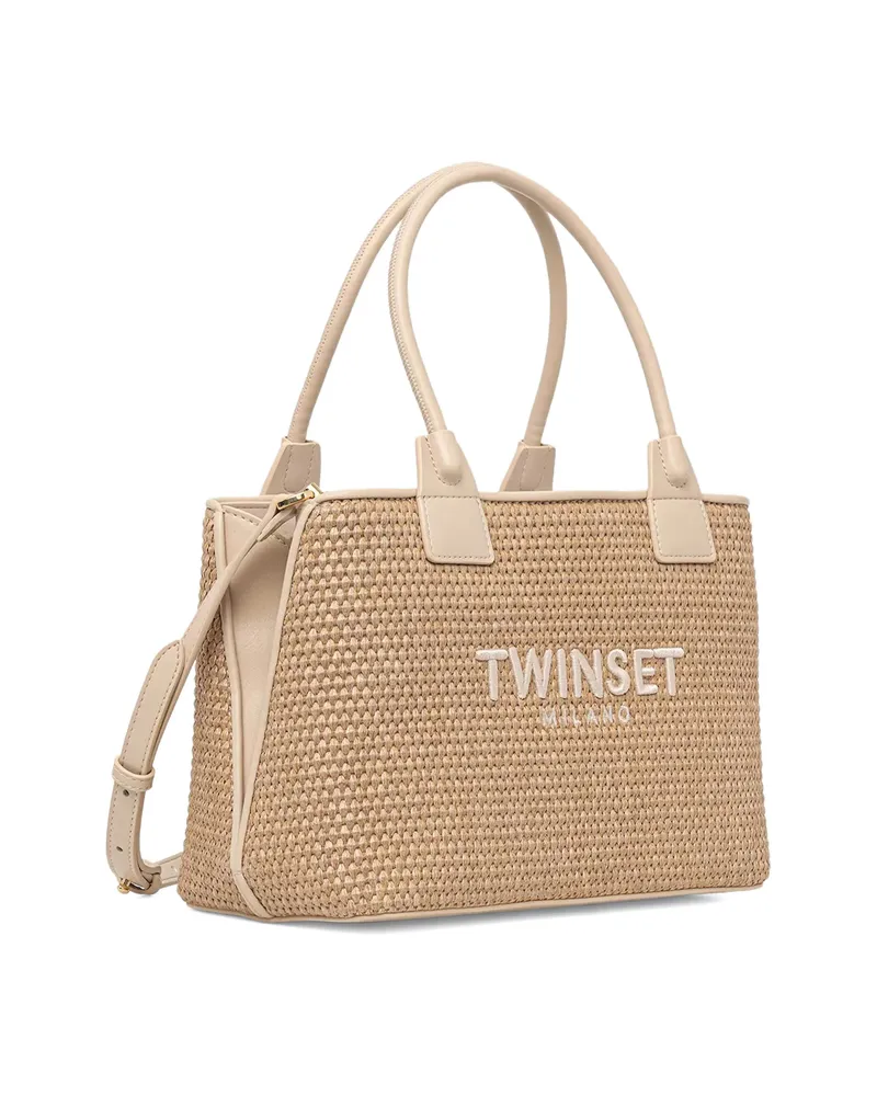 Twin-Set Raffia Tote Bag Neutrals