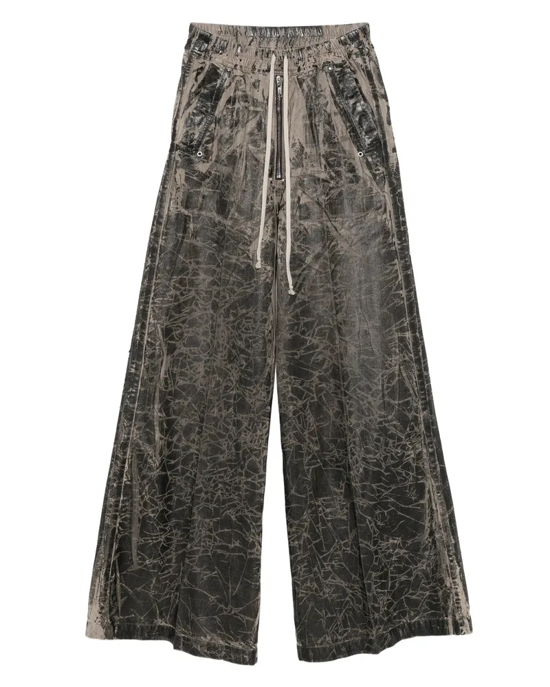 DRKSHDW by Rick Owens Crackled-effect Zip Trousers Black