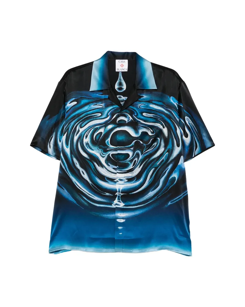 Casablanca Paris Ripple Cuban Collar Shirt Blue