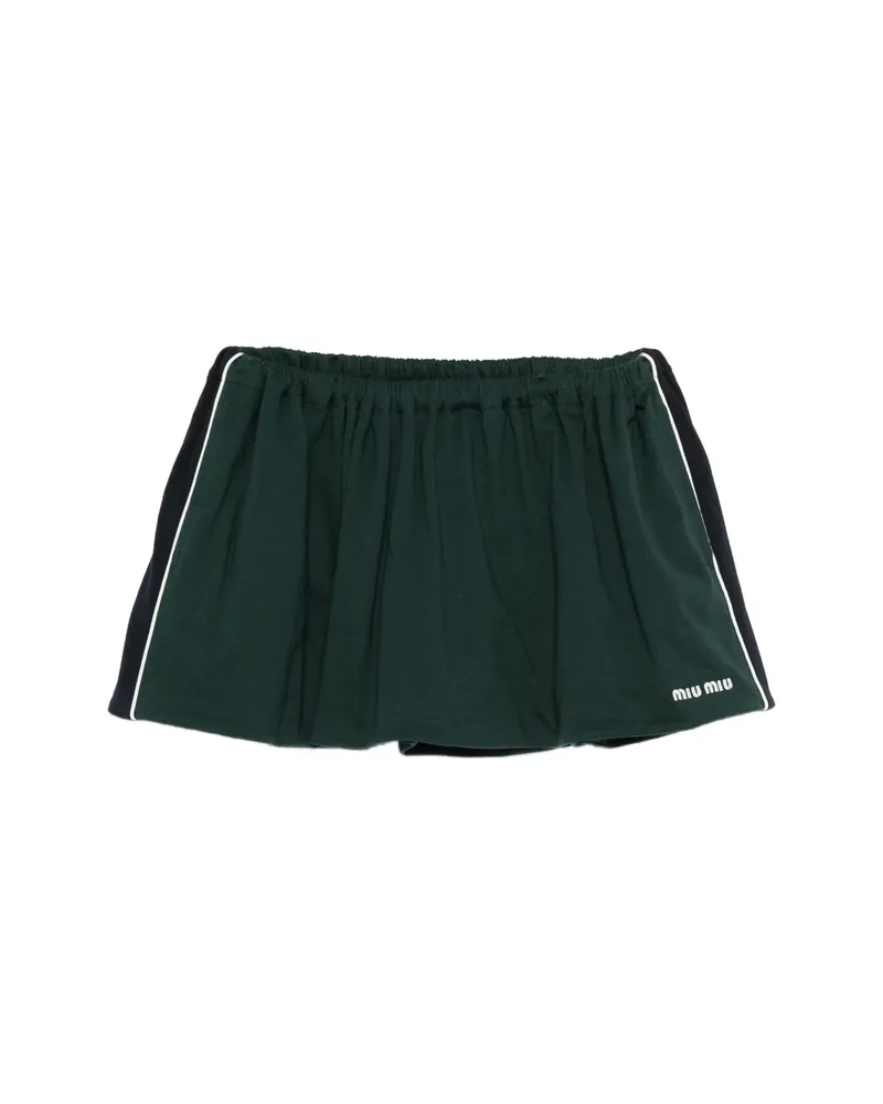 Miu Miu Logo-embroidered Skirt Green