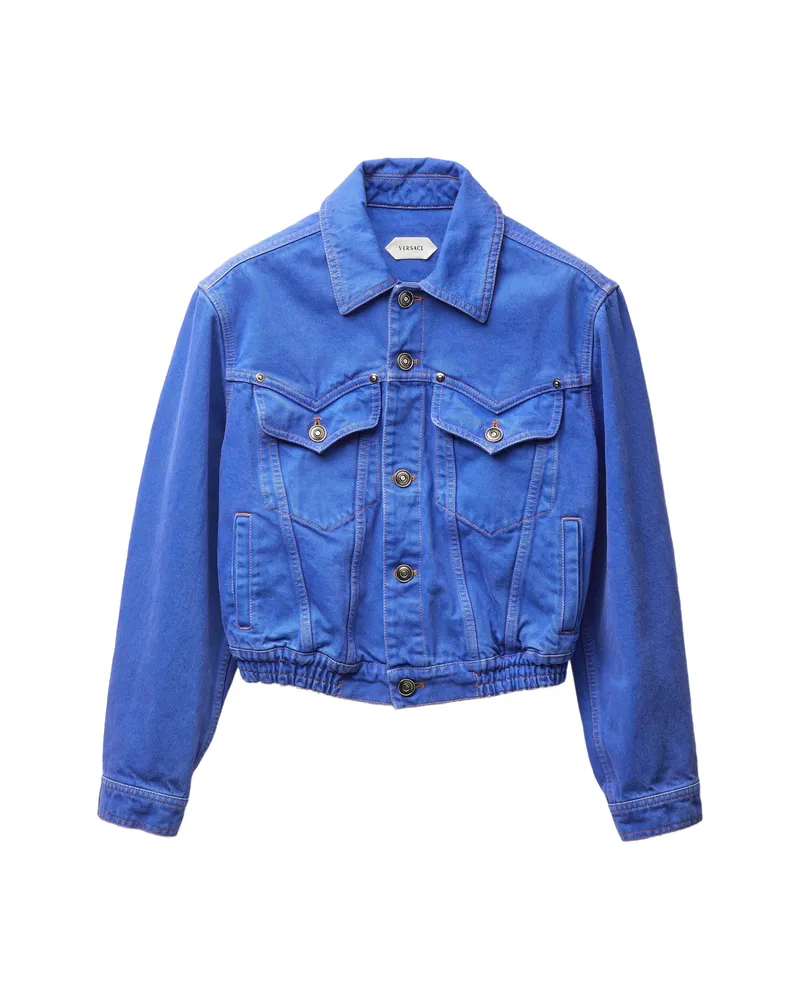 Versace Buttoned Crop Jacket Blue