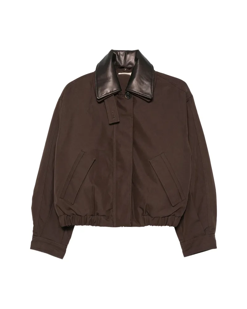 Sessùn Leather Effect-collar Bomber Jacket Brown