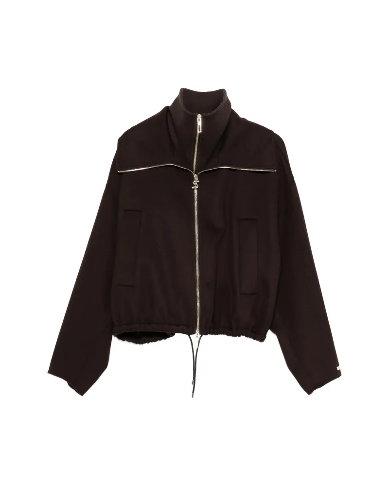 SPORTMAX Layered-collar Elasticated-hem Jacket Brown