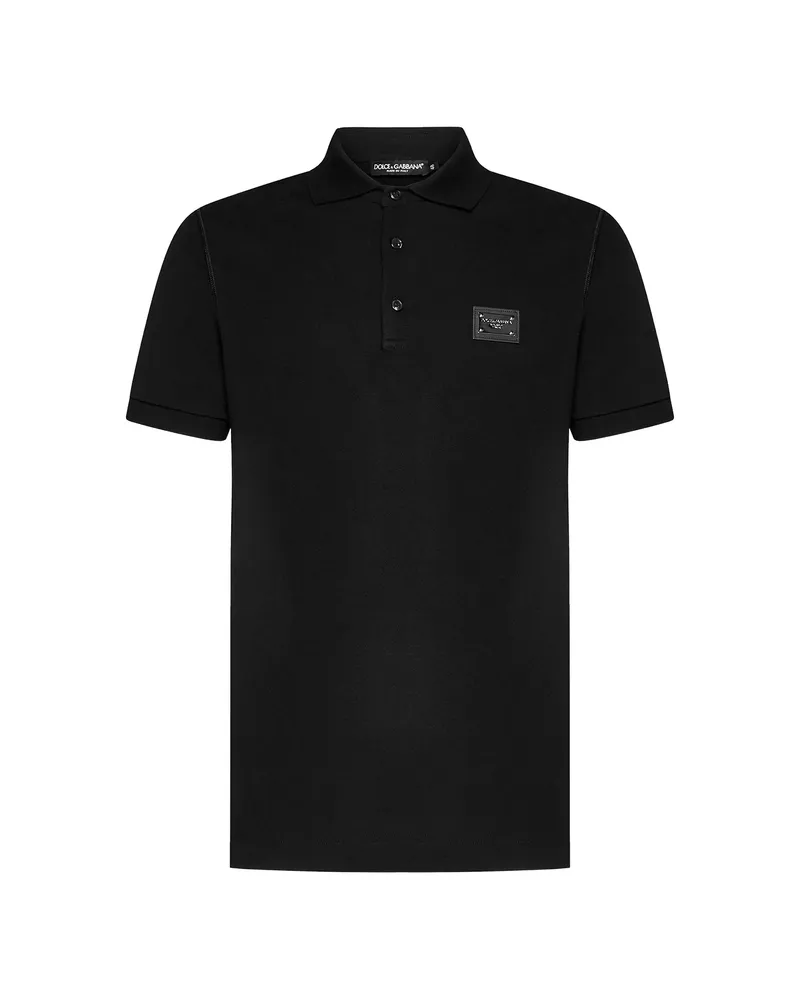 Dolce & Gabbana Logo-plaque Polo Shirt Black