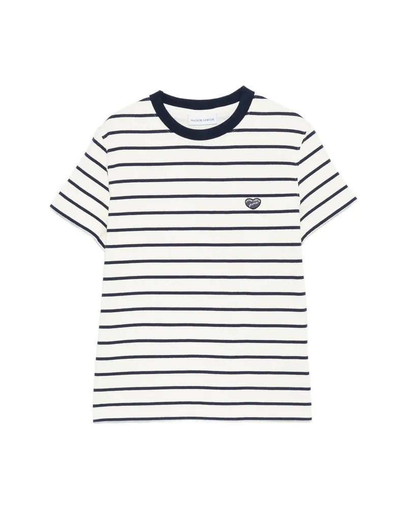 Maison Labiche Clavery Striped Appliqué T-shirt Neutrals