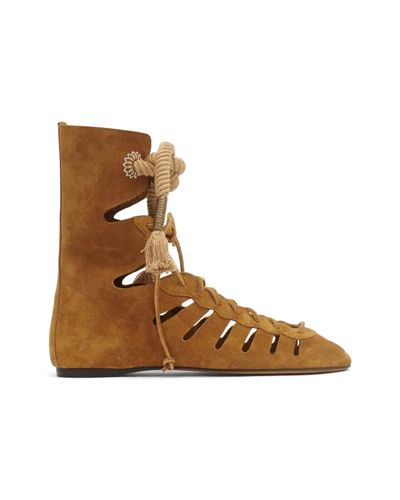 Isabel Marant Liade Open-work Gladiator Boots Brown