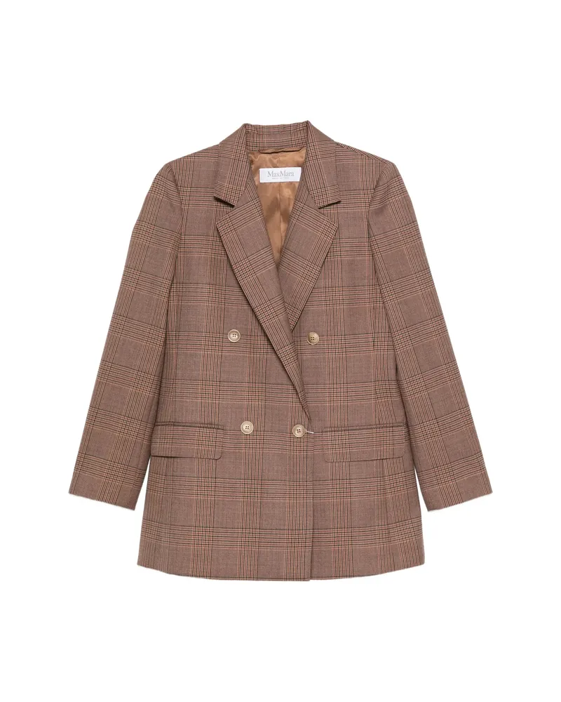 Max Mara Prince Of Wales Check Double-breasted Jacket Brown