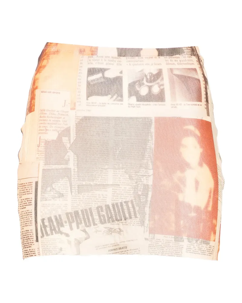 Jean Paul Gaultier Newspaper-print Mini Skirt Neutrals