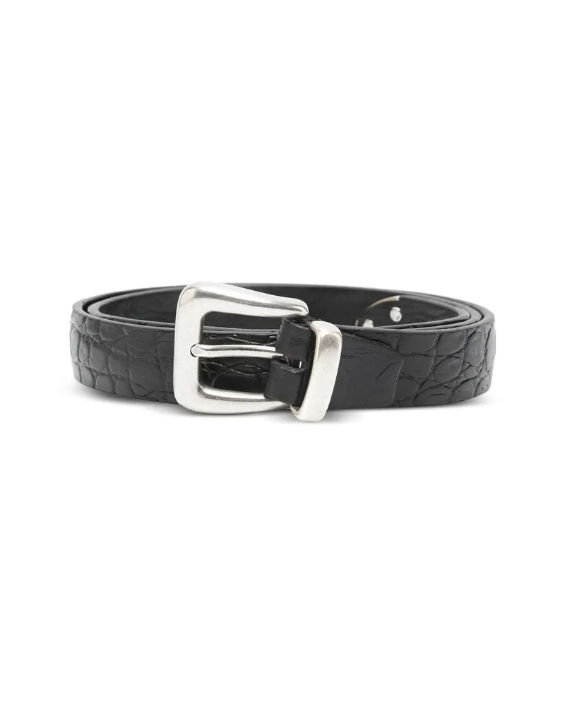 ERALDO Crocodile-effect Buckle Belt Black