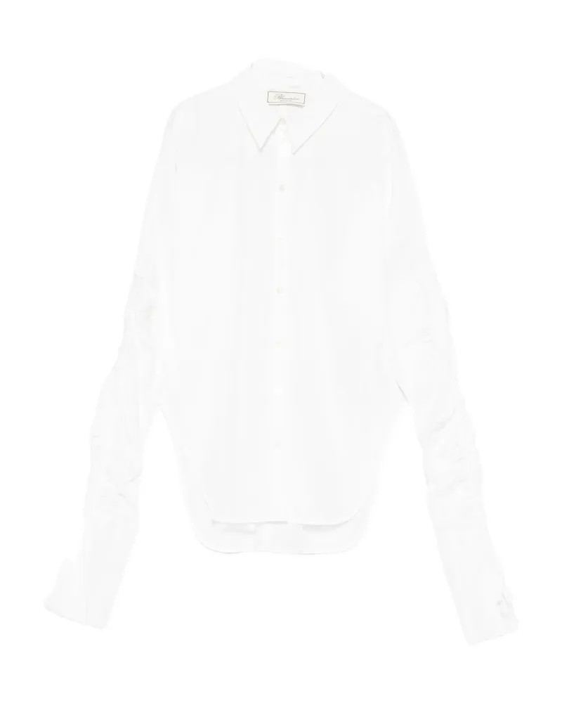 Blumarine Gathered-sleeve Button-down Shirt White