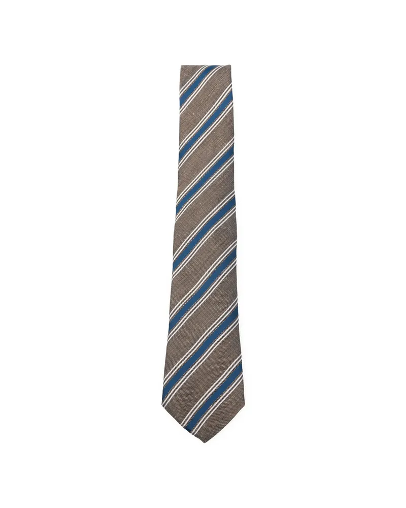 Canali Striped Tie Green