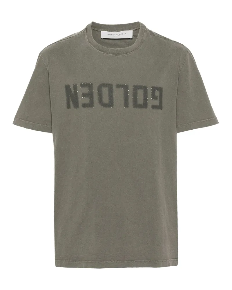 Golden Goose Logo-print Cotton T-shirt Green