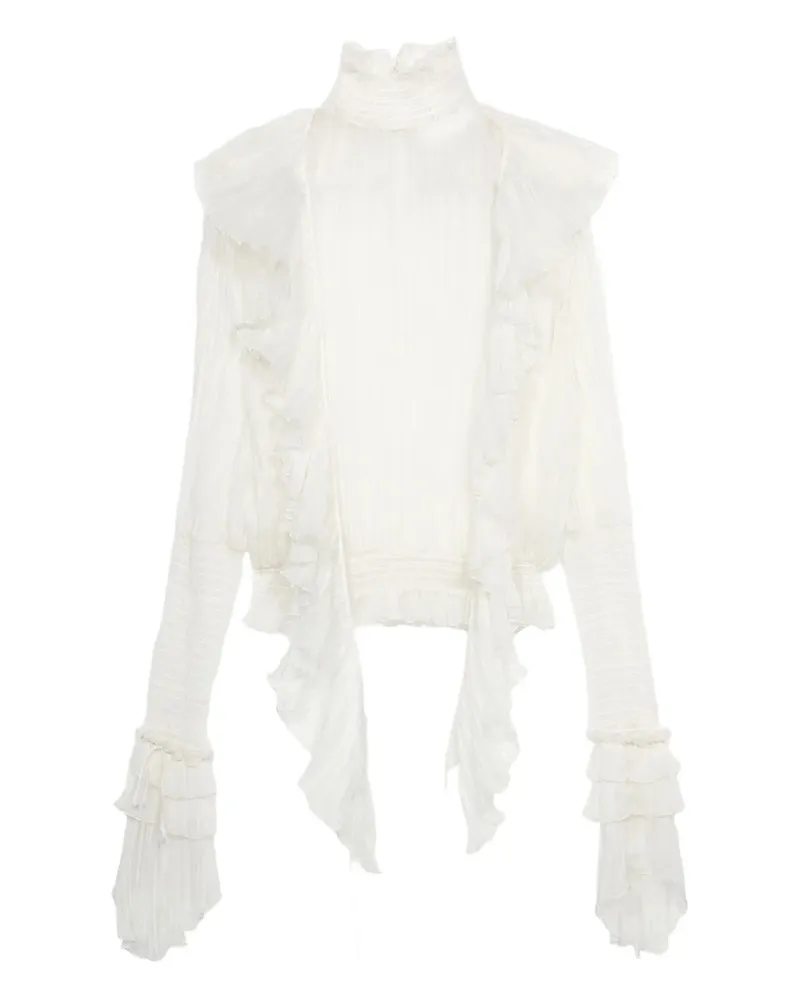 Blumarine Pleated Ruffle Top White