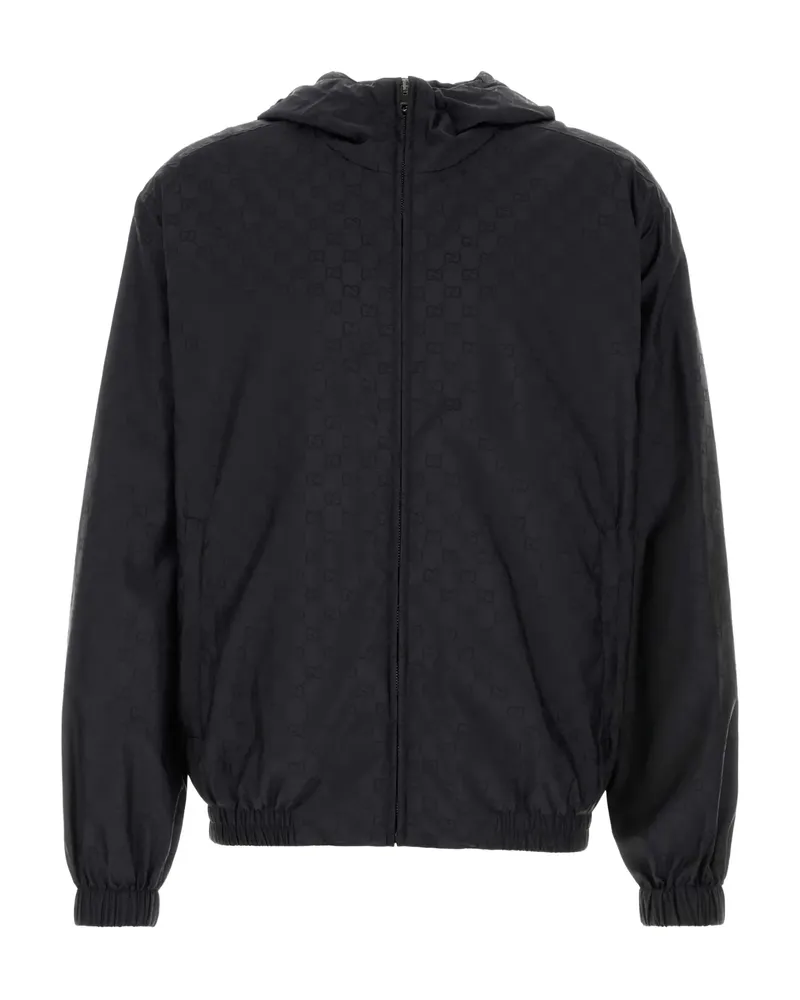 Gucci Gg Embroidered Hooded Jacket Black