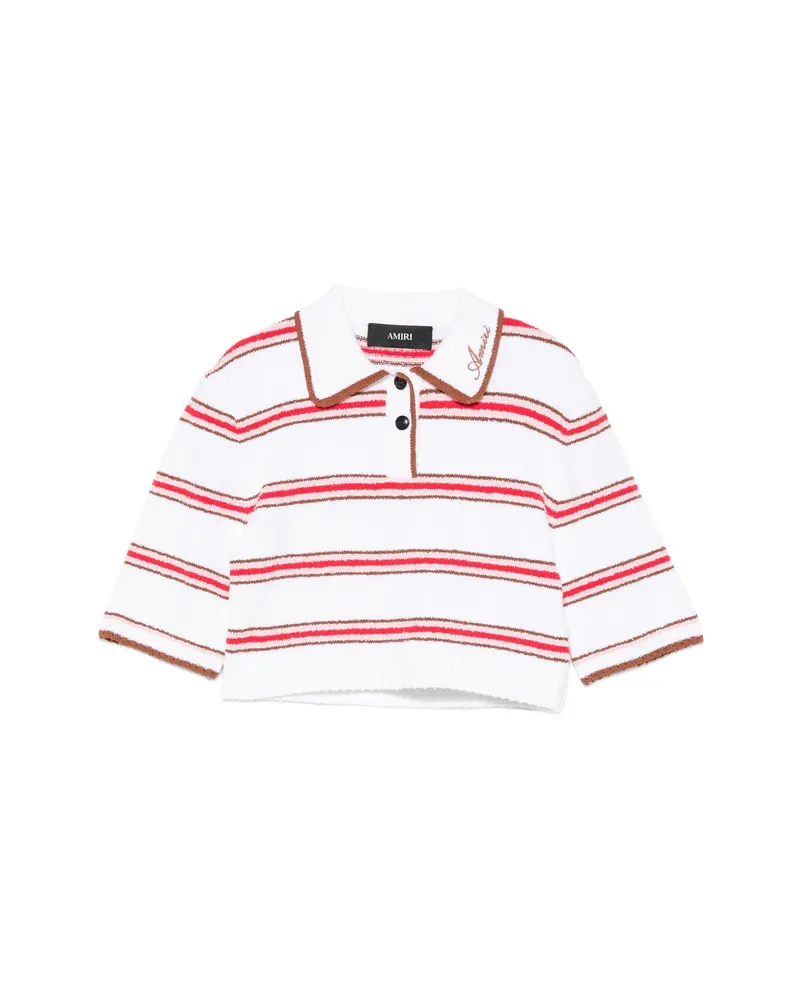Amiri Striped Logo-embroidered Polo Top White