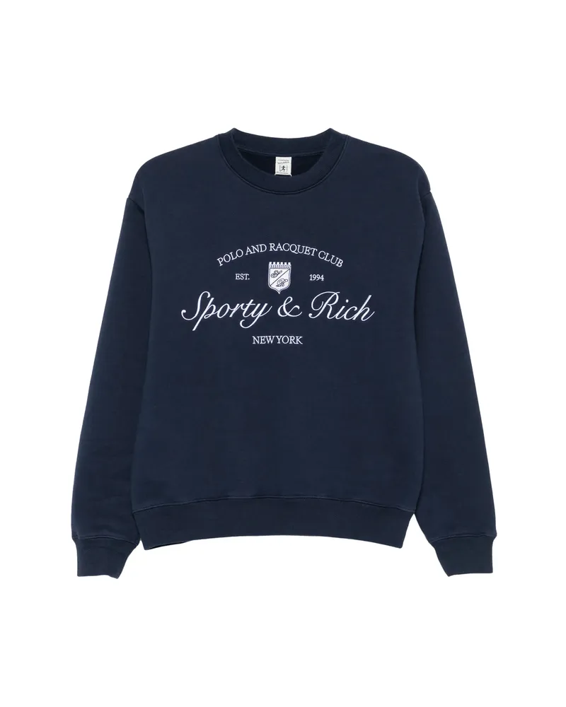 SPORTY & RICH Logo-embroidered Sweatshirt Blue