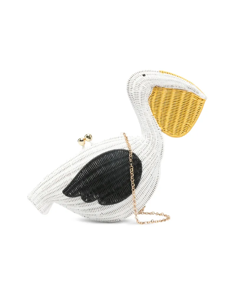 Serpui Pelican Chain Clutch Bag White