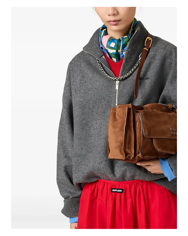 Miu Miu Half-zip Sweater Grey
