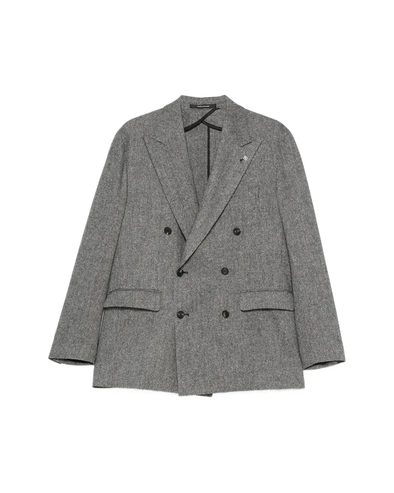 Tagliatore Herringbone Double-breasted Blazer Black