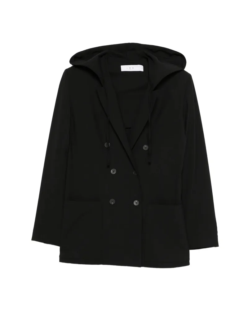 IRO Hooded Double-breasted Coat Black