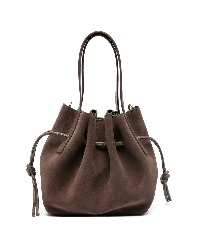 YUZEFI Mini Scallop Suede Tote Bag Brown