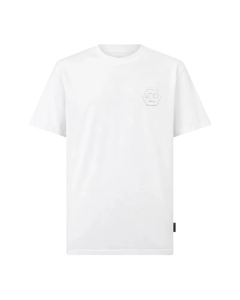 Philipp Plein Round-neck T-shirt Embroidery Hexagon White