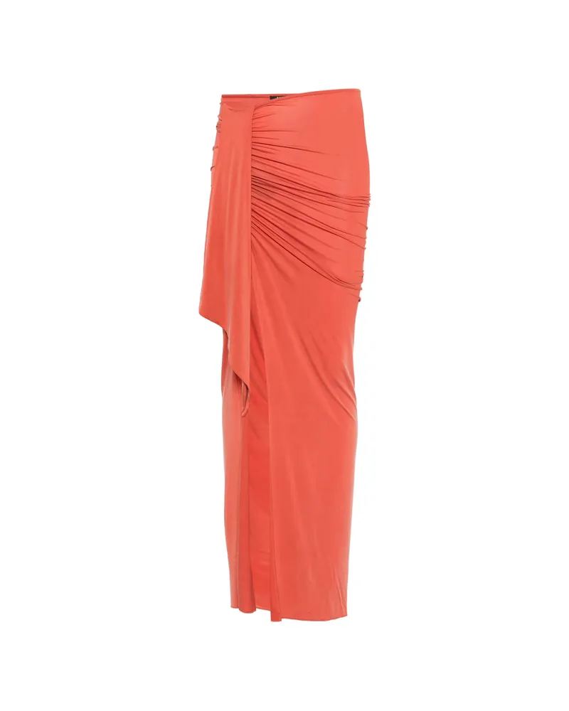 Balmain Draped-detail Slit Maxi Skirt Orange