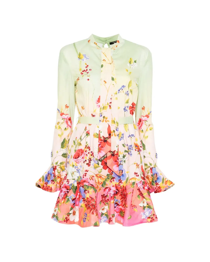 Roberto Cavalli Floral Ruffled Mini Dress Pink
