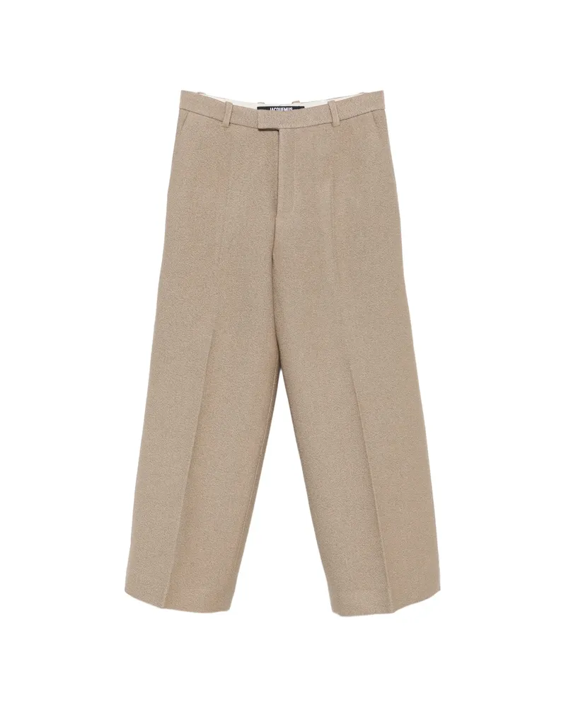Jacquemus Pressed-crease Wide-leg Trousers Neutrals