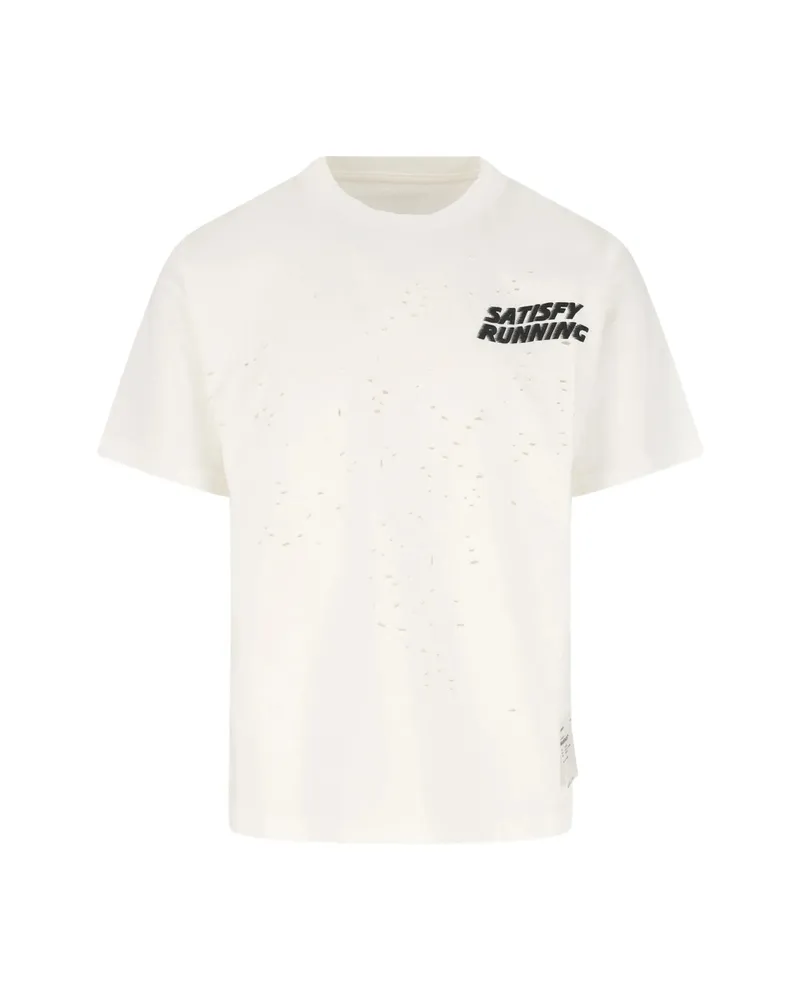 Satisfy Perforated Logo T-shirt Neutrals