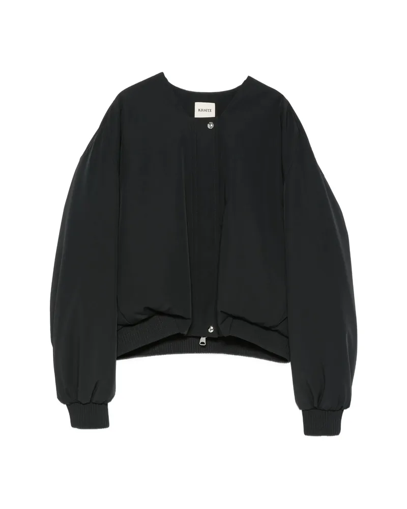 KHAITE Ribbed-trim Collarless Jacket Black