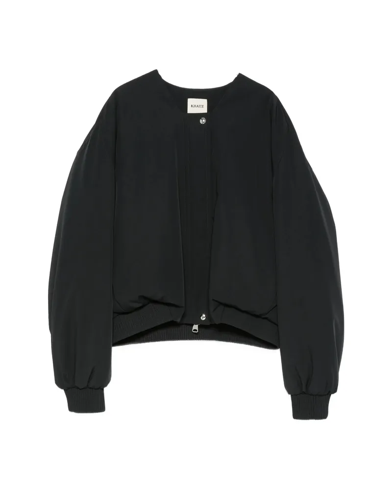 KHAITE Ribbed-trim Collarless Jacket Black
