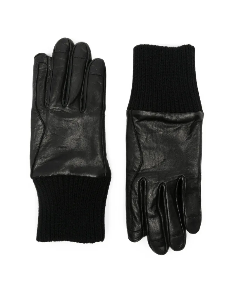 Rick Owens Ribbed-cuff Leather Gloves Black