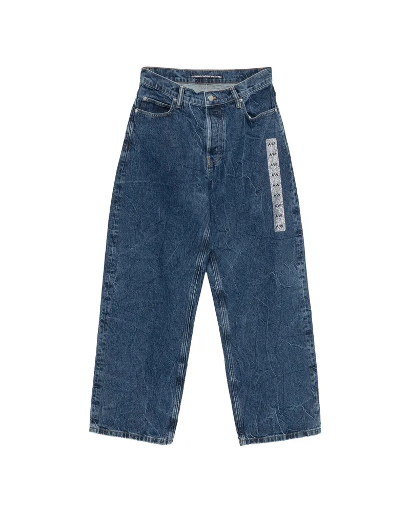 Alexander Wang Crystal-embellished Wide-leg Jeans Blue
