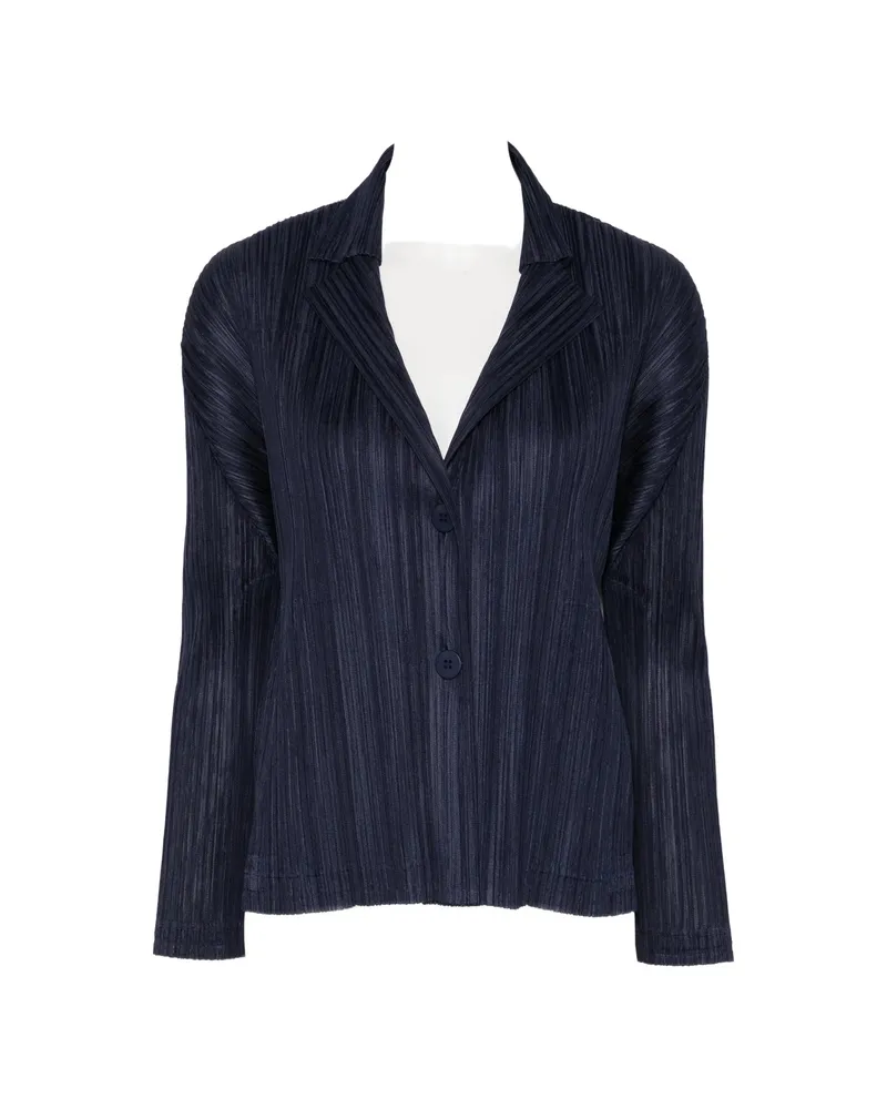 Issey Miyake Pleated Notch-lapel Jacket Blue