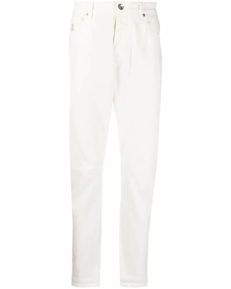 Brunello Cucinelli Logo-embroidered Jeans White