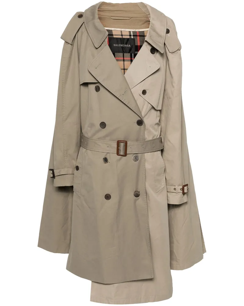Balenciaga Double Sleeve Trench Coat Neutrals