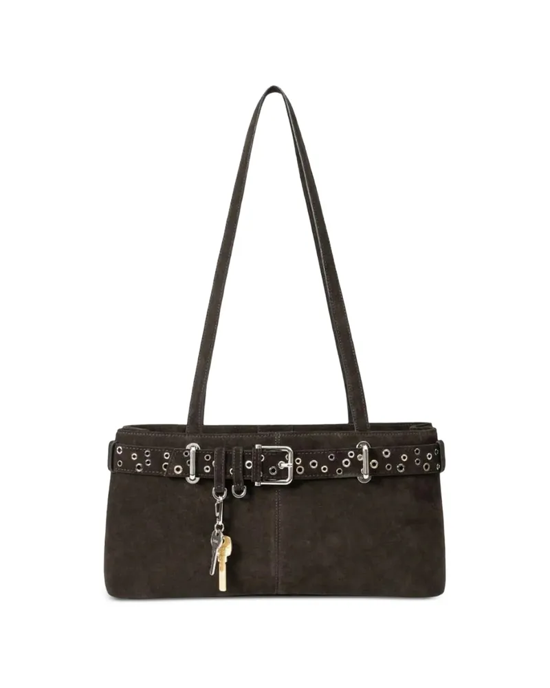 OSOI Brocle Eyelet-embellished Buckled Shoulder Bag Brown