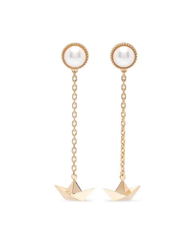 Vivetta Pearl-embellished Paper-boat Earrings Gold