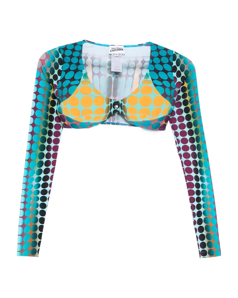 Jean Paul Gaultier Long-sleeve Polka Dot Top Blue