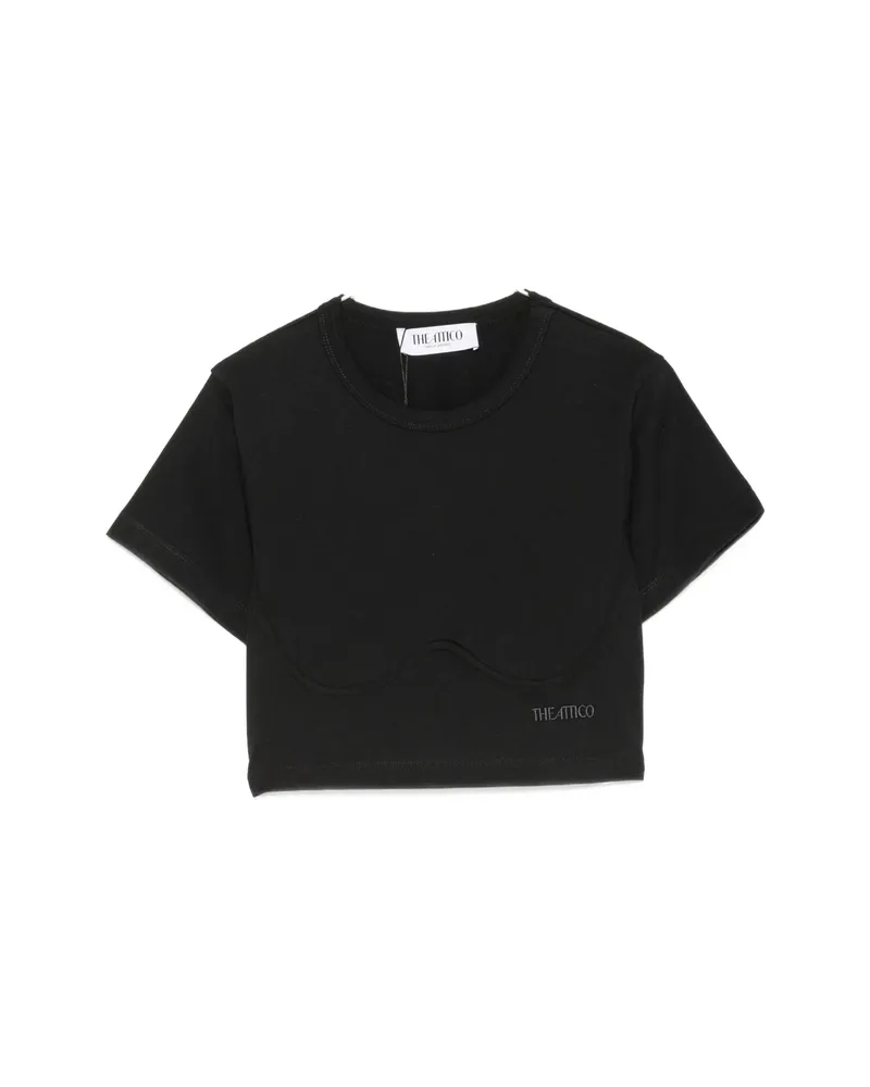 ATTICO Corset-style Cropped T-shirt Black