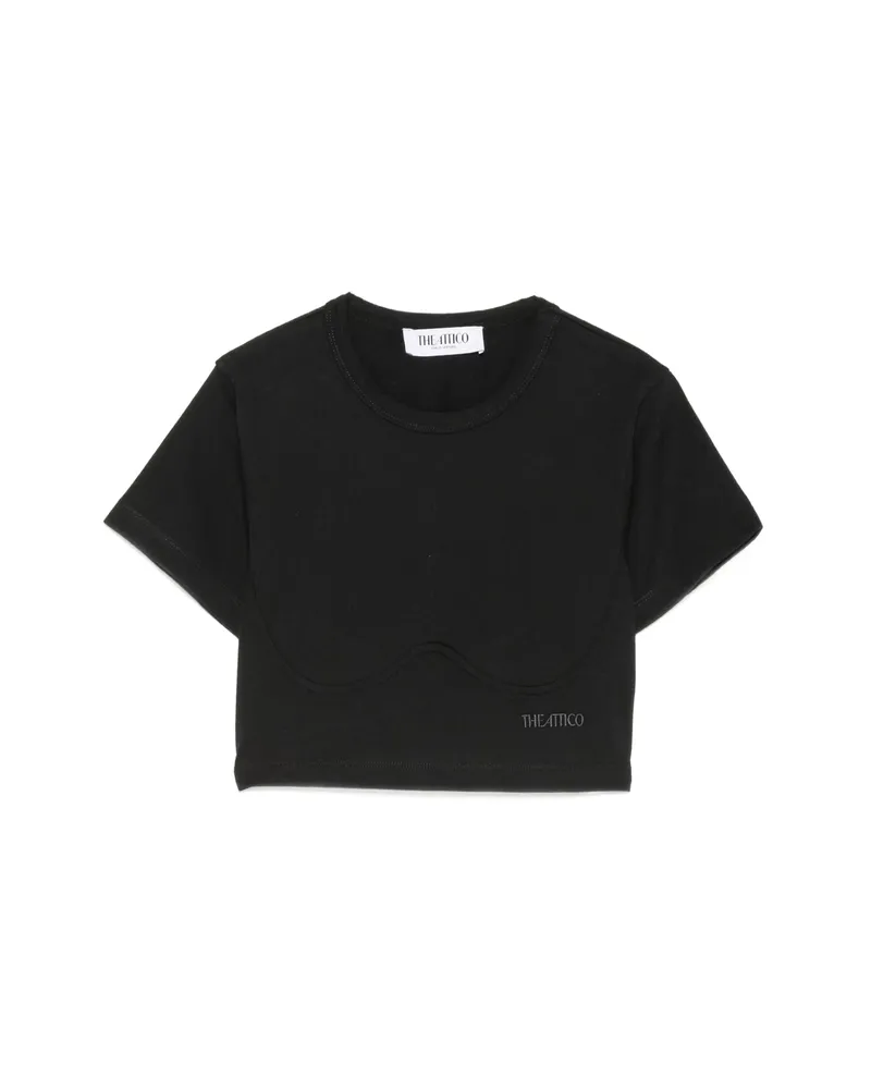 ATTICO Corset-style Cropped T-shirt Black