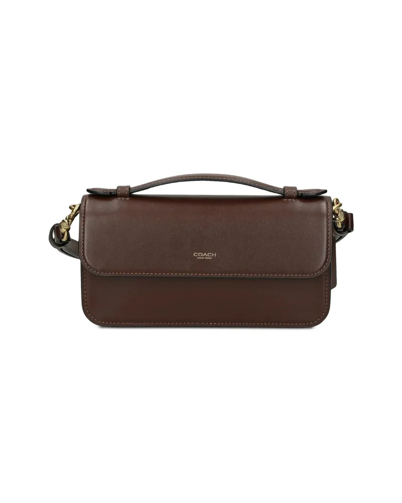 Coach Elora Top Handle Leather Satchel Bag Brown