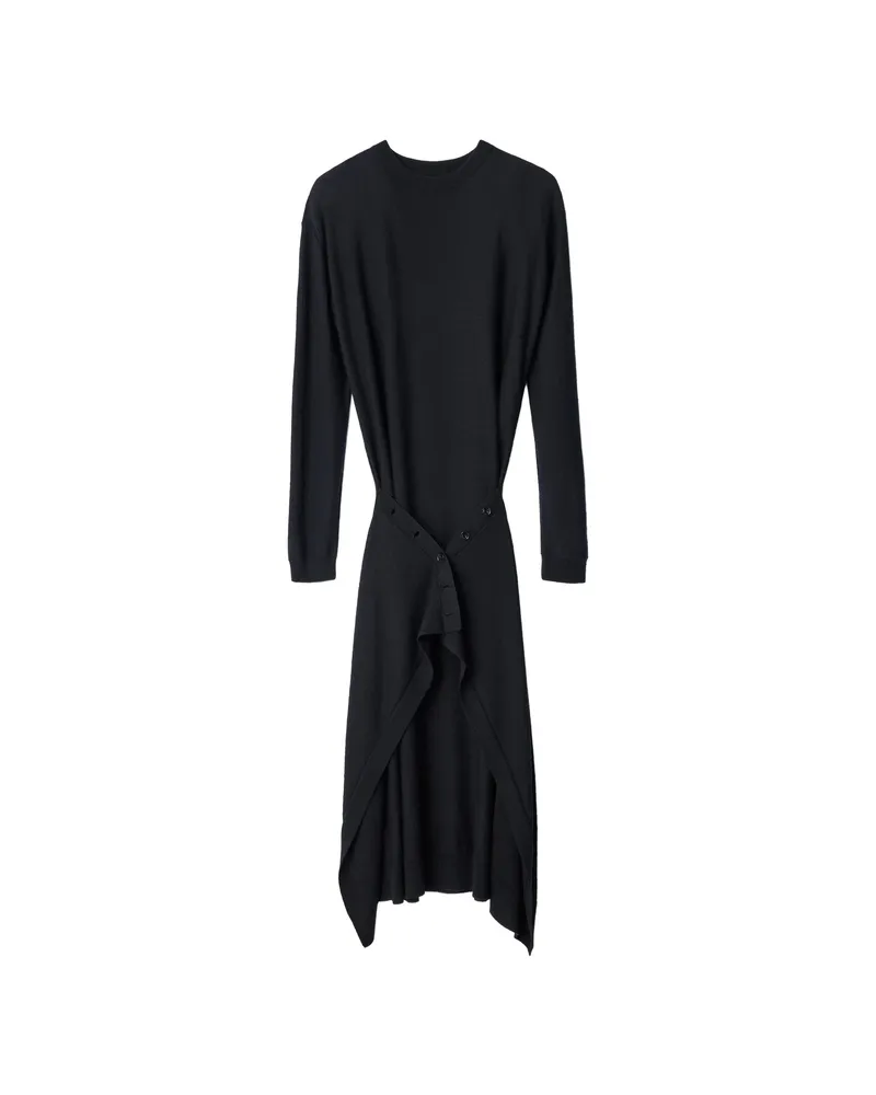 Christophe Lemaire Buttoned Dress In Merino Wool Blend Black
