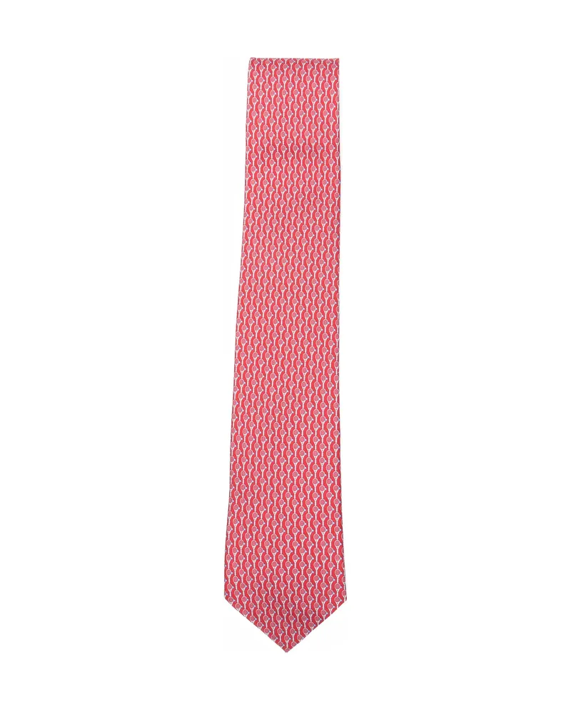 Ferragamo Tennis-print Silk Tie Red