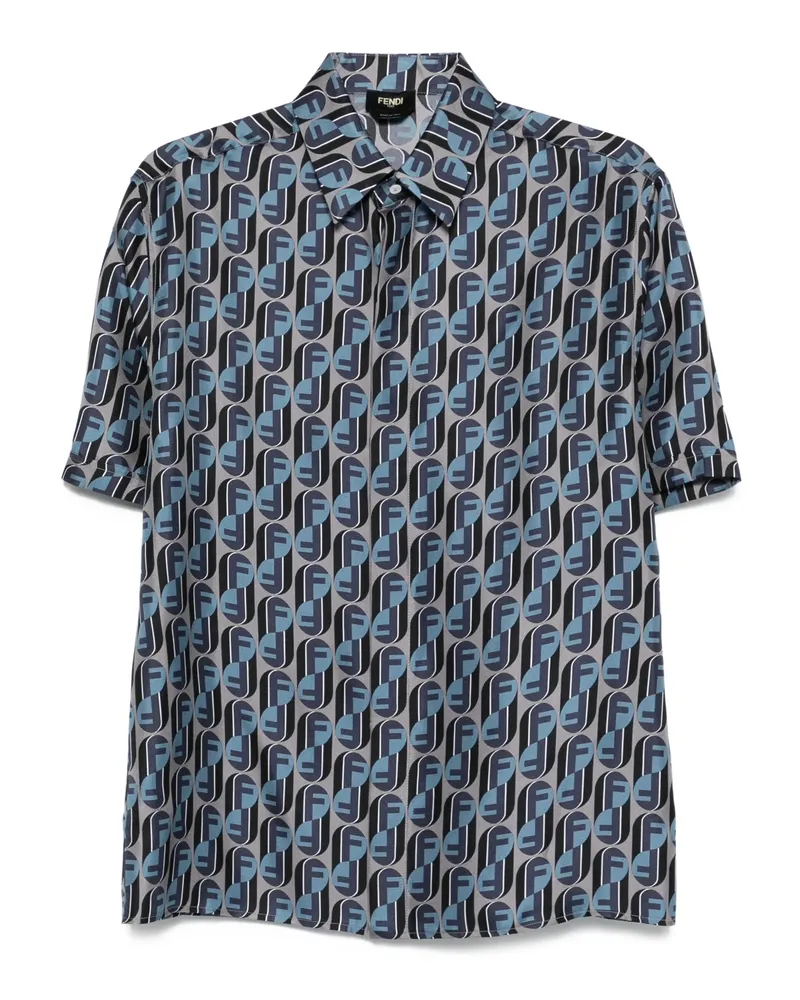 Fendi Logo-print Silk Shirt Grey